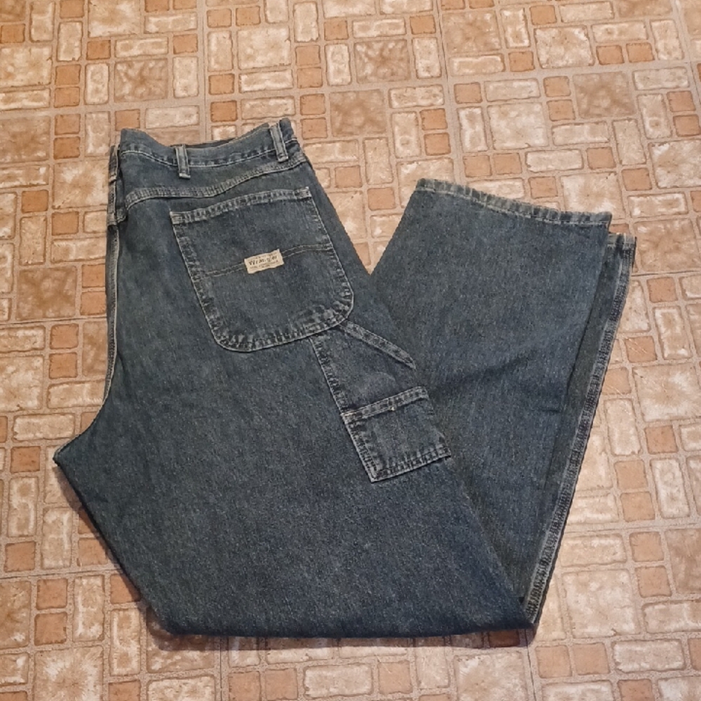 Wrangler Men's Dark Blue Relaxed Jeans Carpenter Pants Size 38x34